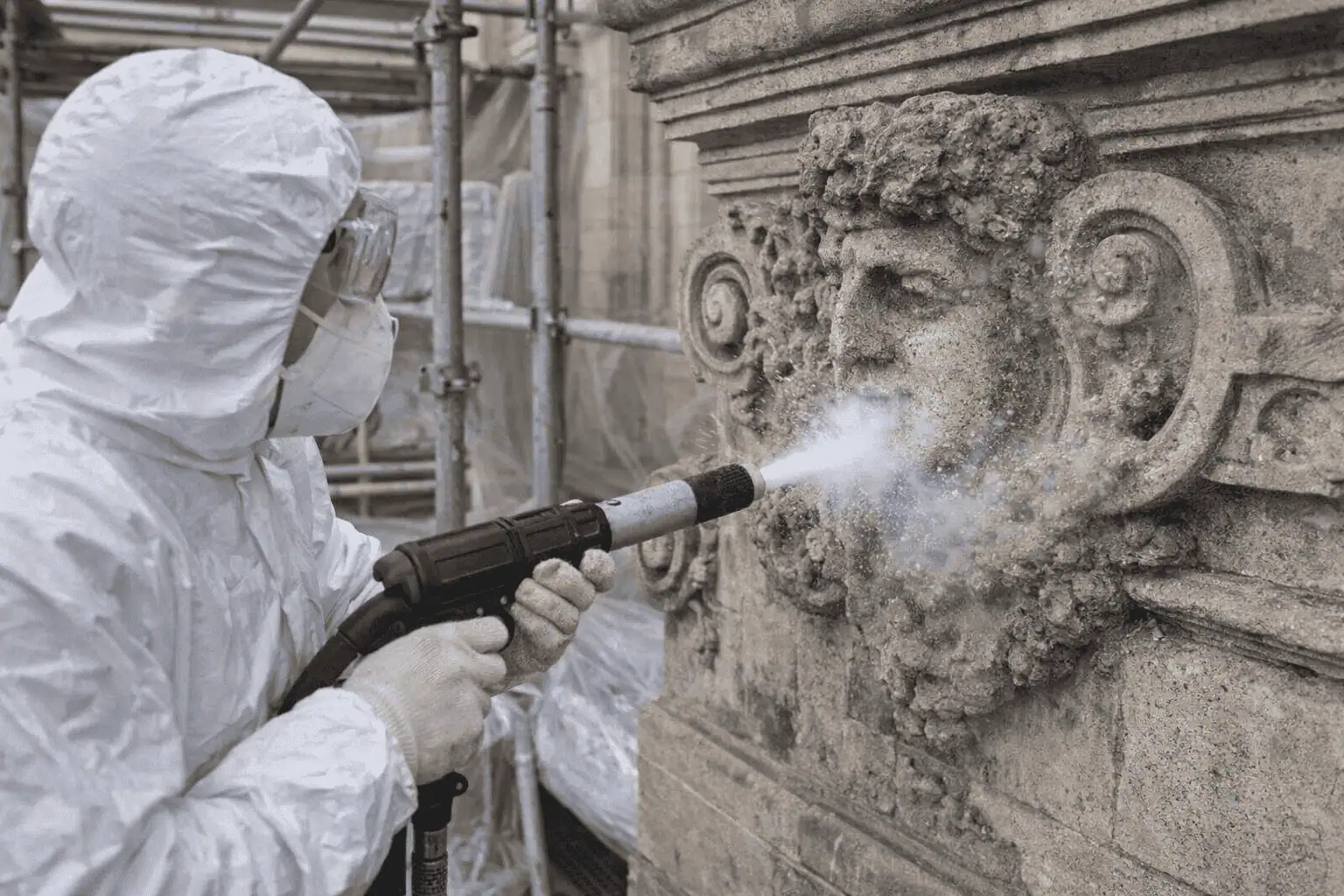 Czyszczenie zabytków suchym lodem